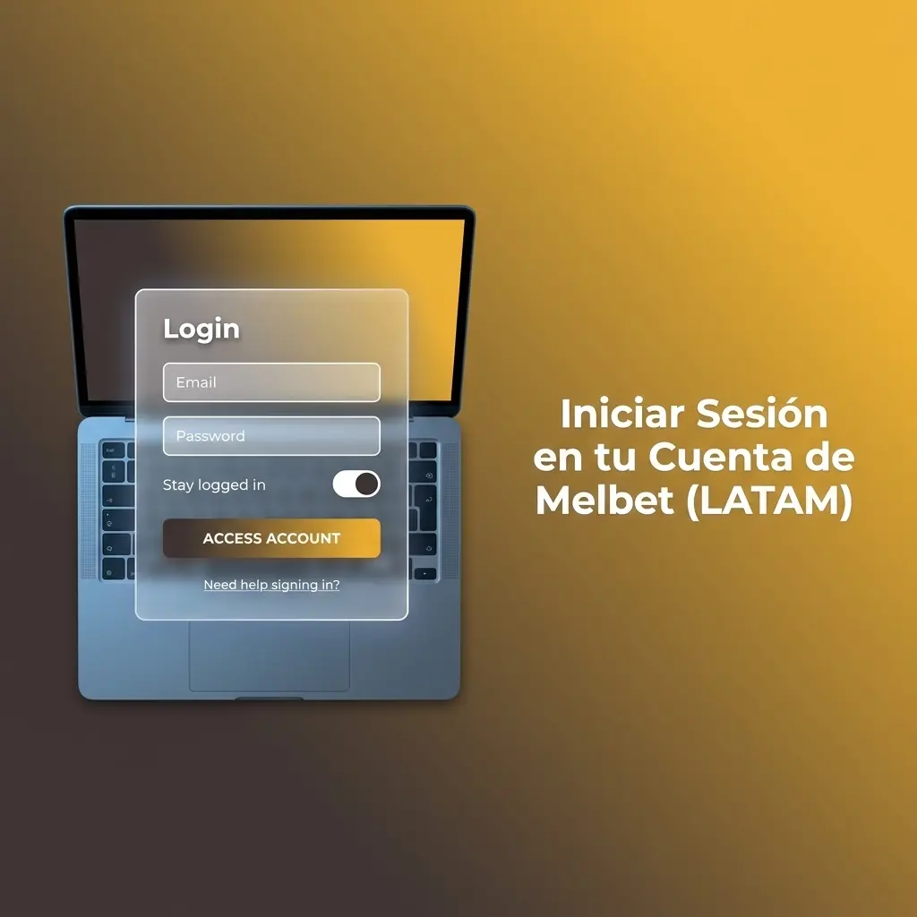 Formulario de inicio de sesión en Melbet LATAM con campos de correo electrónico y contraseña para acceder a tu cuenta