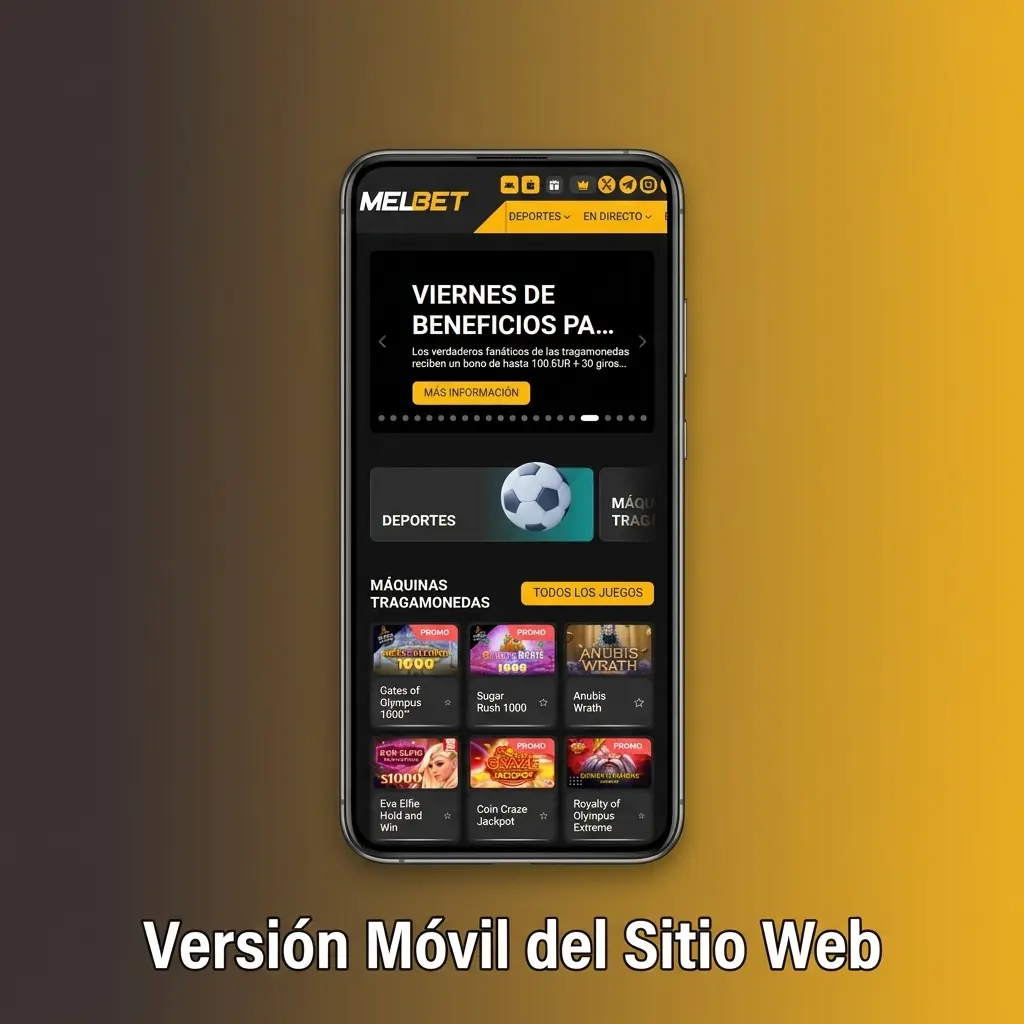 Sitio web móvil de Melbet optimizado para iOS y Android, con acceso a apuestas y casino sin instalación